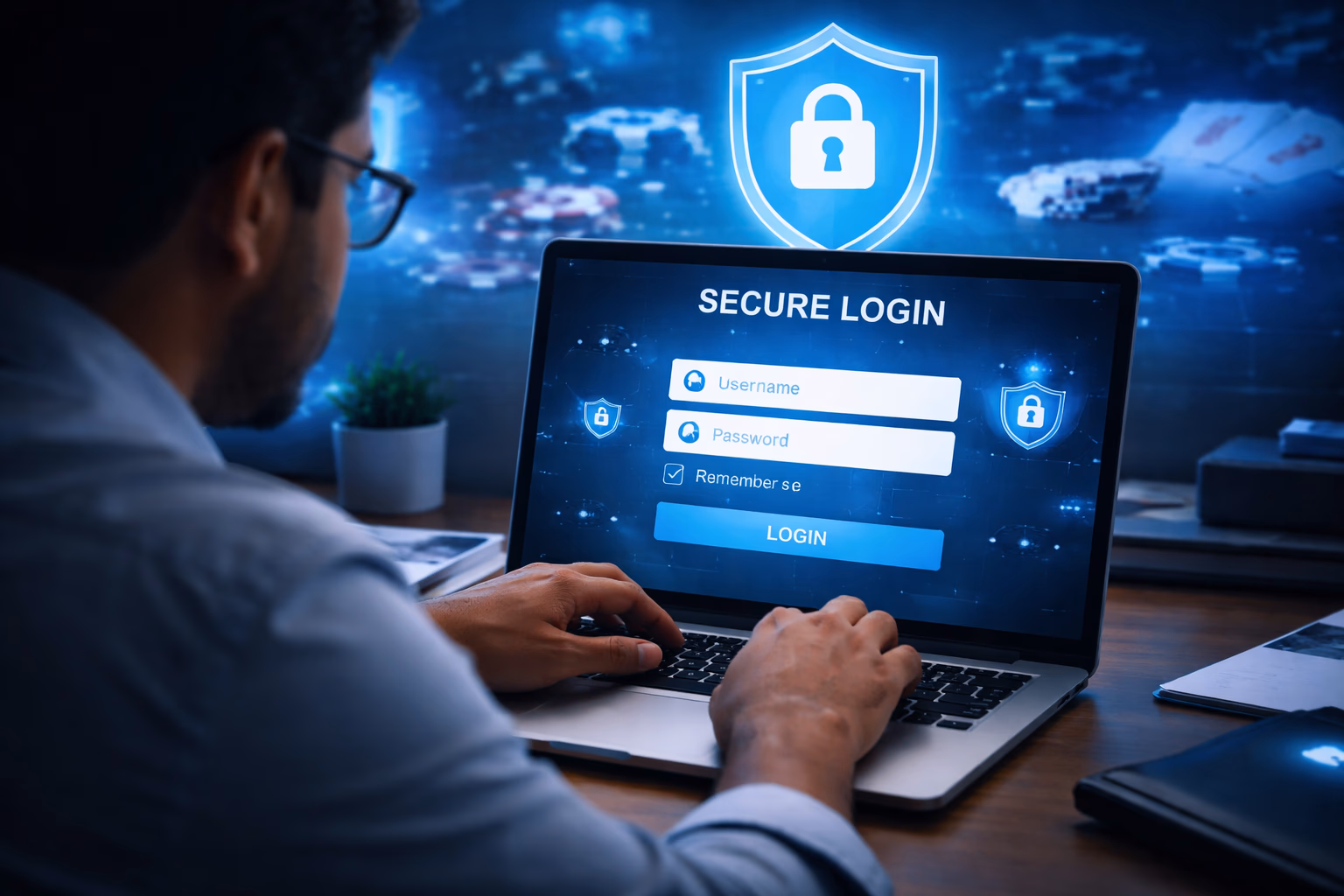 Secure digital login concept for 7555bet with Bangladeshi user and protected casino account display