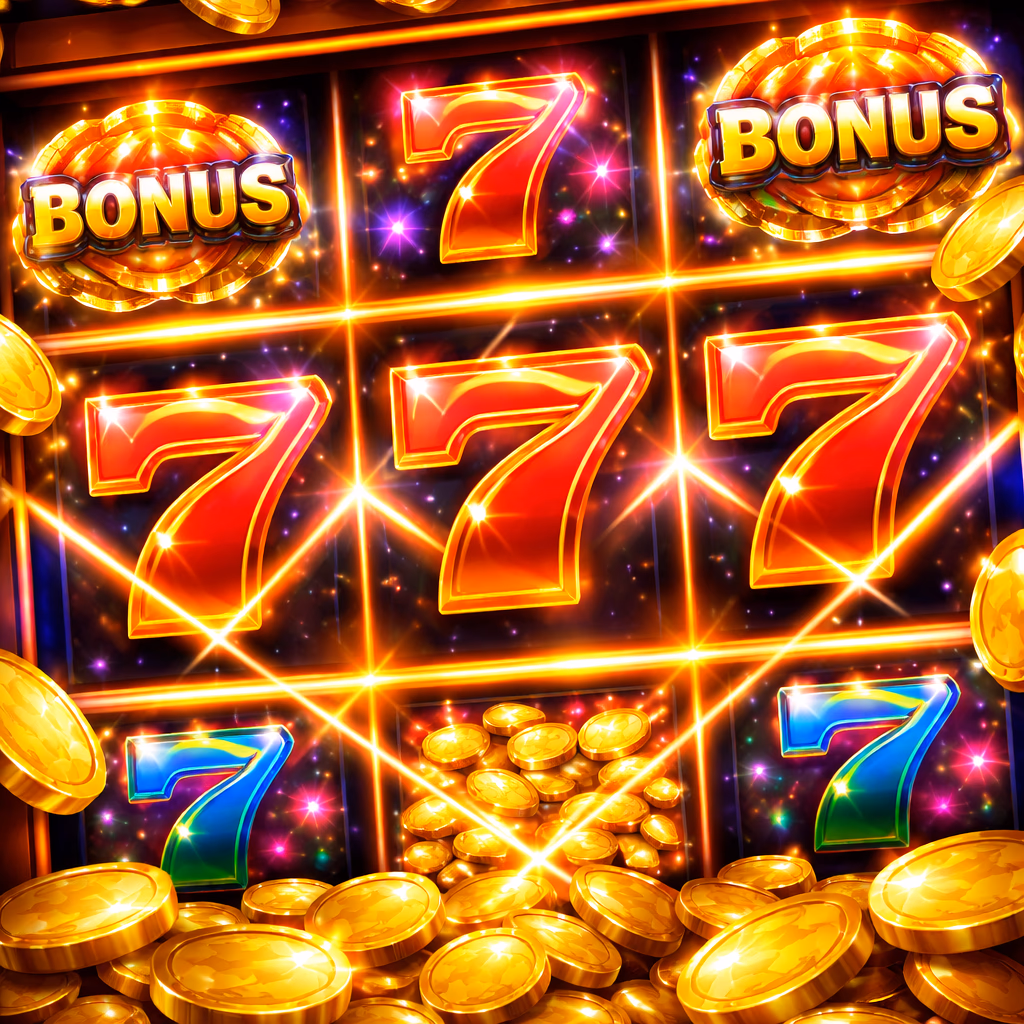 Close-up view of colorful slot interface with bonus icons and winning lines at 7555bet casino