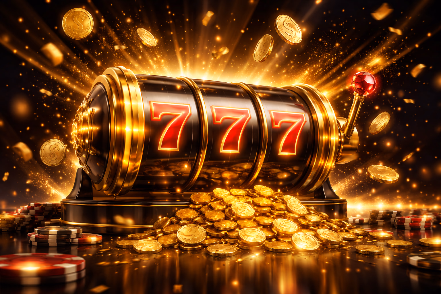 Stylish casino-themed slot display with gold accents and immersive reels for 7555bet players